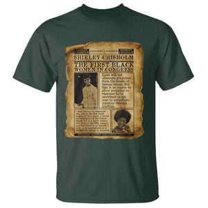 Vintage Newspaper Shirley Chisholm T Shirt First Black Woman In Congress TS12 Dark Forest Green Print Your Wear