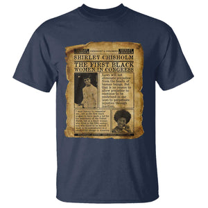 Vintage Newspaper Shirley Chisholm T Shirt First Black Woman In Congress TS12 Navy Print Your Wear