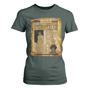 Vintage Newspaper Shirley Chisholm T Shirt For Women First Black Woman In Congress TS12 Dark Forest Green Print Your Wear