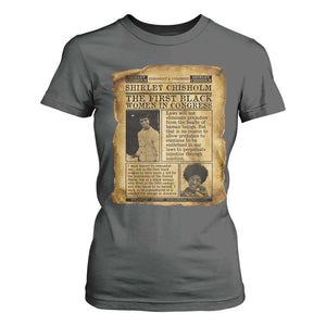 Vintage Newspaper Shirley Chisholm T Shirt For Women First Black Woman In Congress TS12 Dark Heather Print Your Wear