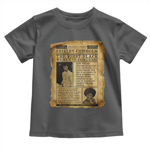 Vintage Newspaper Shirley Chisholm Toddler T Shirt First Black Woman In Congress TS12 Dark Heather Print Your Wear