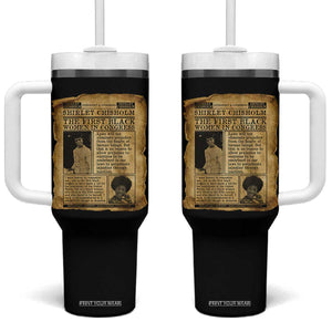 Vintage Newspaper Shirley Chisholm Tumbler With Handle First Black Woman In Congress TS12 One Size: 40 oz Black Print Your Wear