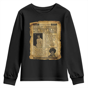 Vintage Newspaper Shirley Chisholm Youth Sweatshirt First Black Woman In Congress TS12 Black Print Your Wear