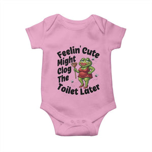Funny Frog Bathroom Jokes Baby Onesie Feeling Cute Might Clog The Toilet Later TS12 Light Pink Print Your Wear