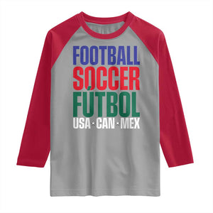 Canada Mexico USA Raglan Shirt Football Fan Gift TS12 Sport Gray Red Print Your Wear