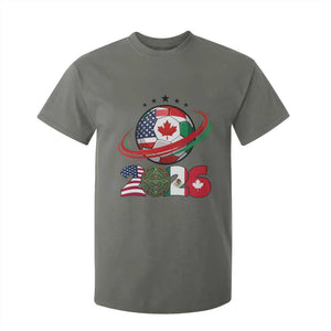 USA Mexico Canada T Shirt For Kid 2026 Football Fan Gift TS12 Military Green Print Your Wear
