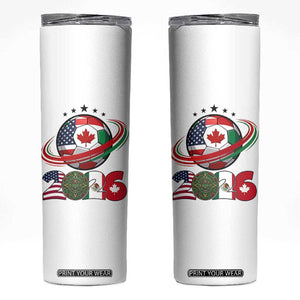 USA Mexico Canada Skinny Tumbler 2026 Football Fan Gift TS12 White Print Your Wear