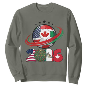 USA Mexico Canada Sweatshirt 2026 Football Fan Gift TS12 Military Green Print Your Wear