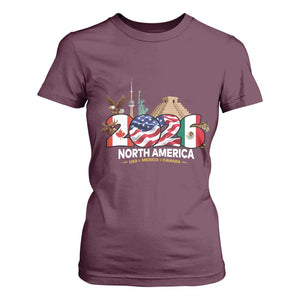 2026 North American Football Supporters T Shirt For Women TS12 Maroon Print Your Wear