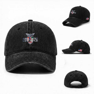 Canada Mexico USA Washed Cotton Baseball Cap International Soccer Lover Gift TS12 Washed Cap Universal Fit Black Print Your Wear