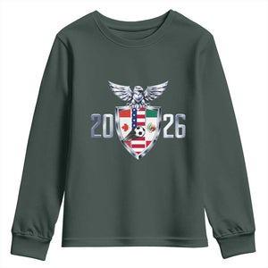 Canada Mexico USA Youth Sweatshirt International Soccer Lover Gift TS12 Dark Forest Green Print Your Wear