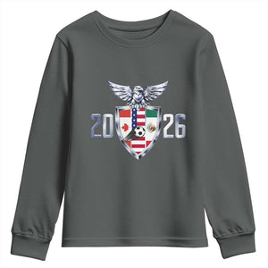 Canada Mexico USA Youth Sweatshirt International Soccer Lover Gift TS12 Dark Heather Print Your Wear