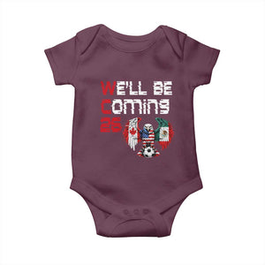 Glitched North America Eagle Soccer Baby Onesie We Will Be Coming 26 TS12 Maroon Print Your Wear