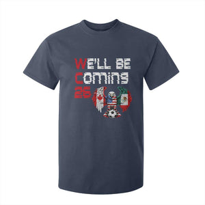 Glitched North America Eagle Soccer T Shirt For Kid We Will Be Coming 26 TS12 Navy Print Your Wear