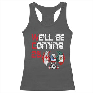 Glitched North America Eagle Soccer Racerback Tank Top We Will Be Coming 26 TS12 Dark Heather Print Your Wear