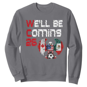 Glitched North America Eagle Soccer Sweatshirt We Will Be Coming 26 TS12 Charcoal Print Your Wear