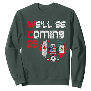Glitched North America Eagle Soccer Sweatshirt We Will Be Coming 26 TS12 Dark Forest Green Print Your Wear