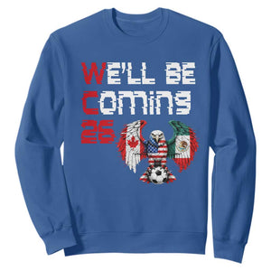 Glitched North America Eagle Soccer Sweatshirt We Will Be Coming 26 TS12 Royal Blue Print Your Wear