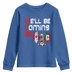 Glitched North America Eagle Soccer Youth Sweatshirt We Will Be Coming 26 TS12 Royal Blue Print Your Wear