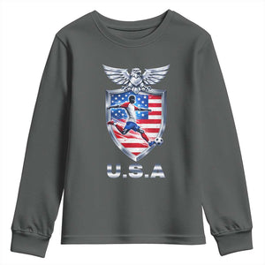 USA 2026 Soccer Player Youth Sweatshirt United States Team Pride TS12 Dark Heather Print Your Wear