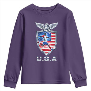 USA 2026 Soccer Player Youth Sweatshirt United States Team Pride TS12 Purple Print Your Wear
