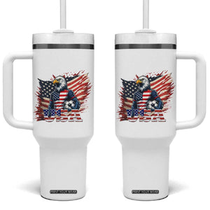 American Eagle And Soccer USA 2026 Supporter Tumbler With Handle TS12 One Size: 40 oz White Print Your Wear