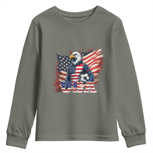 American Eagle And Soccer USA 2026 Supporter Youth Sweatshirt TS12 Military Green Print Your Wear