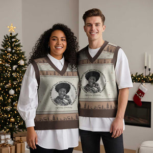 Shirley Chisholm Quote V-Neck Knit Sweater Vest Service Is The Rent You Pay TS12 Mocha Mousse Print Your Wear