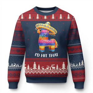 Funny Rainbow Pinata Sombrero Ugly Christmas Sweater Id Hit That TS12 Navy Red Print Your Wear