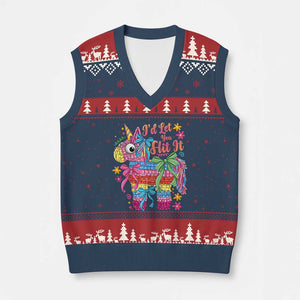Funny Cinco De Mayo Pinata V-Neck Knit Sweater Vest Id Let You Hit It TS12 Navy Red Print Your Wear