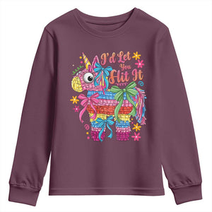 Funny Cinco De Mayo Pinata Youth Sweatshirt Id Let You Hit It TS12 Maroon Print Your Wear
