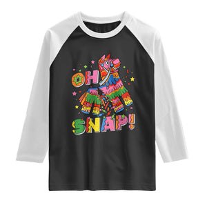 Funny Cinco De Mayo Pinata Candy Party Raglan Shirt Oh Snap TS12 Black White Print Your Wear
