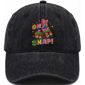 Funny Cinco De Mayo Pinata Candy Party Washed Cotton Baseball Cap Oh Snap TS12 Print Your Wear