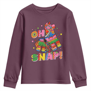 Funny Cinco De Mayo Pinata Candy Party Youth Sweatshirt Oh Snap TS12 Maroon Print Your Wear