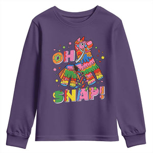 Funny Cinco De Mayo Pinata Candy Party Youth Sweatshirt Oh Snap TS12 Purple Print Your Wear