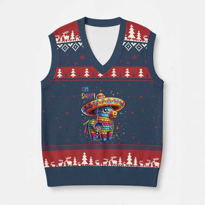 Hilarious Pinata Candy Rainbow Fiesta Party V-Neck Knit Sweater Vest Oh Snap TS12 Navy Red Print Your Wear