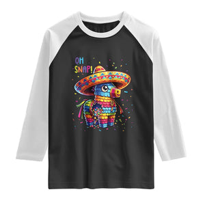 Hilarious Pinata Candy Rainbow Fiesta Party Raglan Shirt Oh Snap TS12 Black White Print Your Wear
