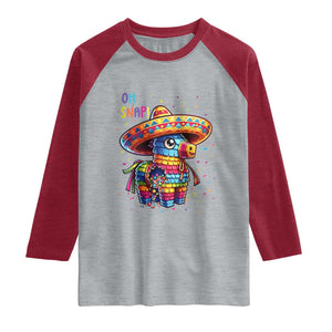 Hilarious Pinata Candy Rainbow Fiesta Party Raglan Shirt Oh Snap TS12 Heather Gray Heather Red Print Your Wear