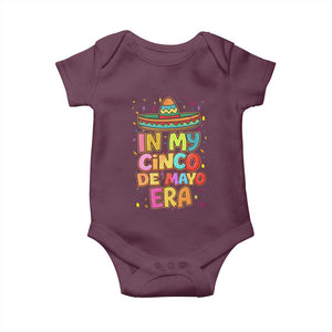 Funny Mexican Fiesta Party Baby Onesie In My Cinco De Mayo Era TS12 Maroon Print Your Wear