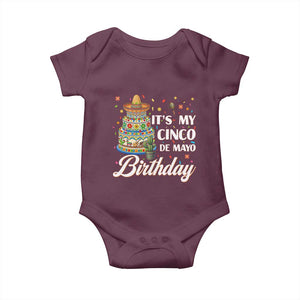 Funny Cinco De Mayo Birthday Baby Onesie Mexican Fiesta Theme Party TS12 Maroon Print Your Wear
