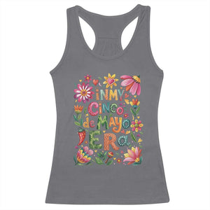 Trendy Floral Fiesta Celebration Racerback Tank Top In My Cinco De Mayo Era TS12 Charcoal Print Your Wear