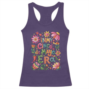 Trendy Floral Fiesta Celebration Racerback Tank Top In My Cinco De Mayo Era TS12 Purple Print Your Wear