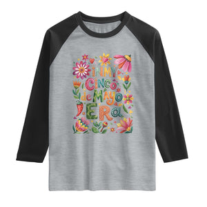Trendy Floral Fiesta Celebration Raglan Shirt In My Cinco De Mayo Era TS12 Heather Gray Black Print Your Wear
