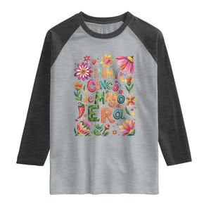 Trendy Floral Fiesta Celebration Raglan Shirt In My Cinco De Mayo Era TS12 Heather Gray Heather Charcoal Print Your Wear