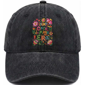 Trendy Floral Fiesta Celebration Washed Cotton Baseball Cap In My Cinco De Mayo Era TS12 Print Your Wear