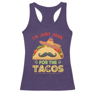 Funny Cinco De Mayo Taco Racerback Tank Top Just Here For The Tacos TS12 Purple Print Your Wear