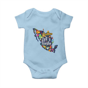 Cinco De Mayo Party Mexican Map Baby Onesie Lets Fiesta TS12 Light Blue Print Your Wear