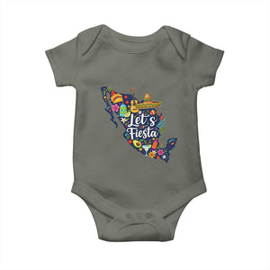 Cinco De Mayo Party Mexican Map Baby Onesie Lets Fiesta TS12 Military Green Print Your Wear