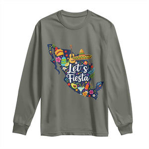 Cinco De Mayo Party Mexican Map Long Sleeve Shirt Lets Fiesta TS12 Military Green Print Your Wear