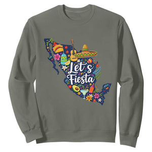 Cinco De Mayo Party Mexican Map Sweatshirt Lets Fiesta TS12 Military Green Print Your Wear